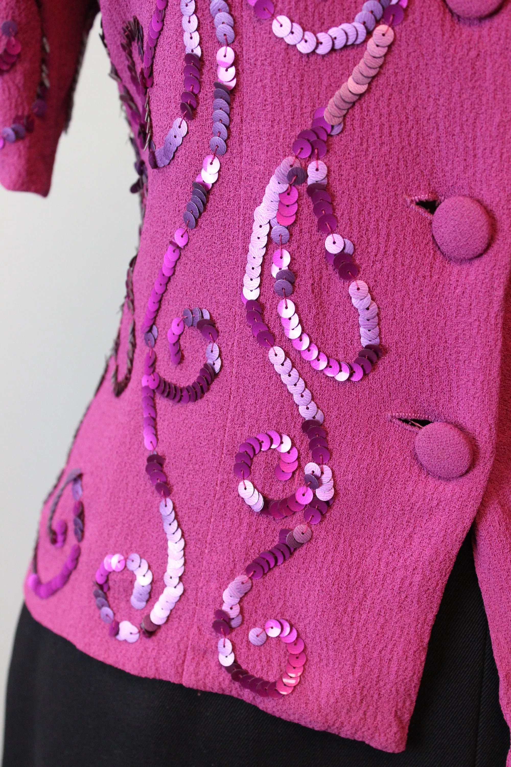 1940s RASPBERRY sequin blouse small | new winter