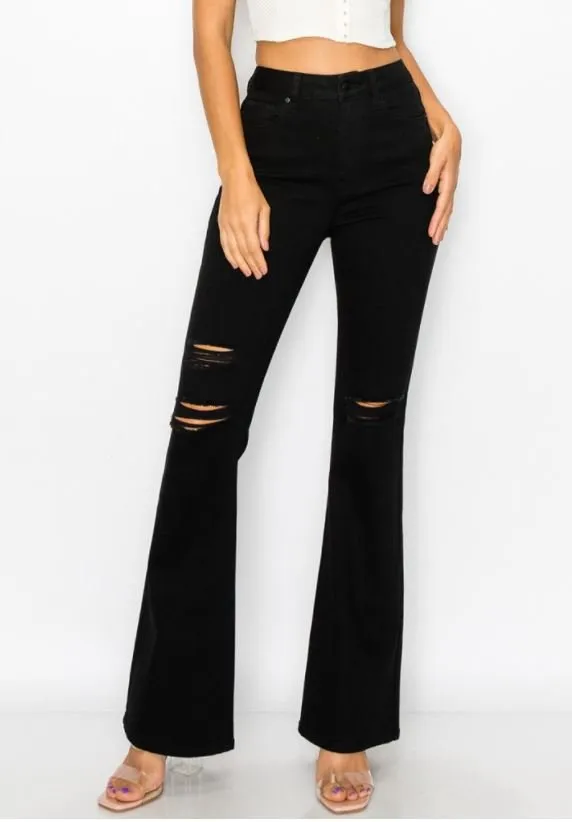 DESTRUCTED FLARE JEANS