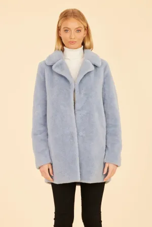 Dolce Cabo Faux Fur Long Coat - Light Blue