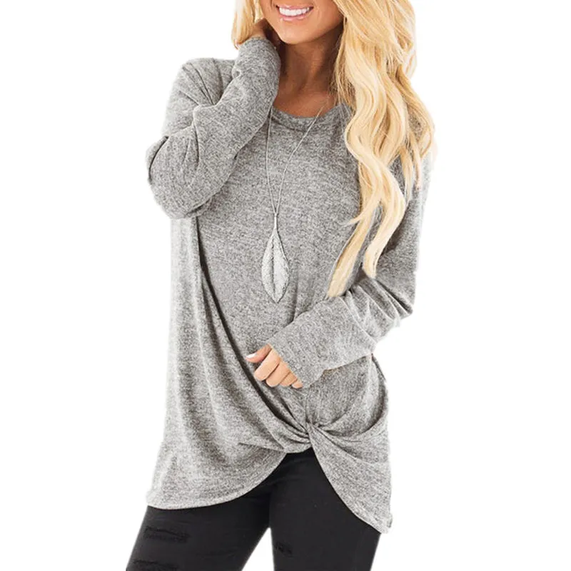Fall Clothes for Women Long Sleeve T-shirt Casual Solid Color Top