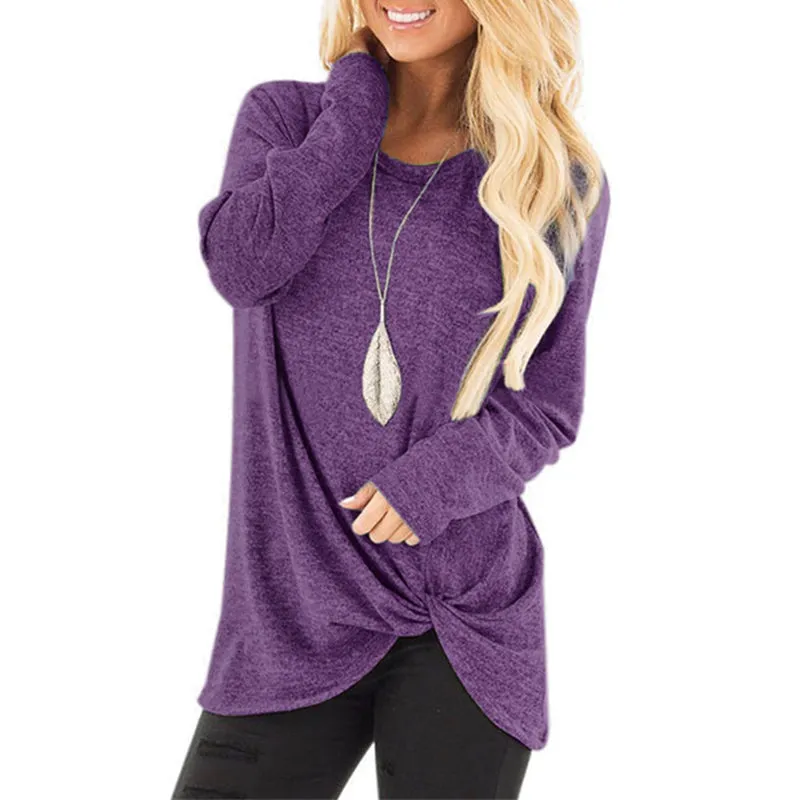 Fall Clothes for Women Long Sleeve T-shirt Casual Solid Color Top