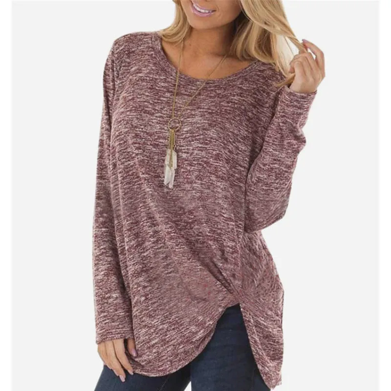 Fall Clothes for Women Long Sleeve T-shirt Casual Solid Color Top