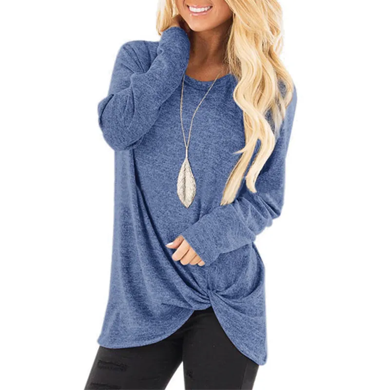 Fall Clothes for Women Long Sleeve T-shirt Casual Solid Color Top