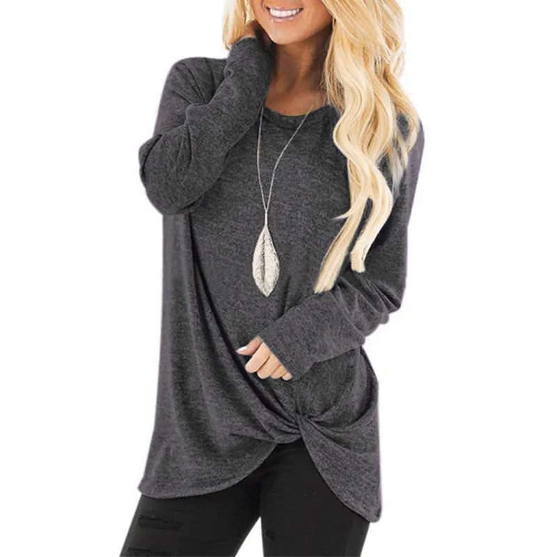 Fall Clothes for Women Long Sleeve T-shirt Casual Solid Color Top