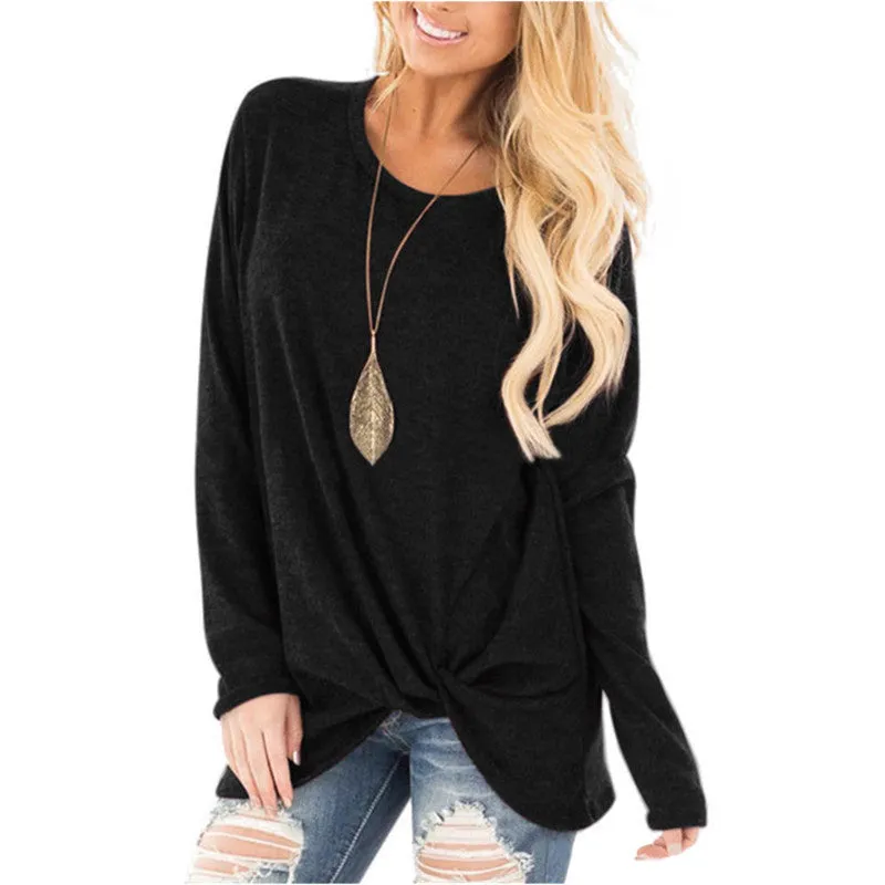 Fall Clothes for Women Long Sleeve T-shirt Casual Solid Color Top