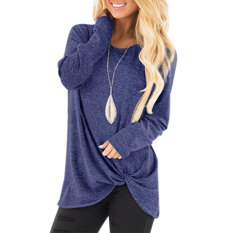 Fall Clothes for Women Long Sleeve T-shirt Casual Solid Color Top