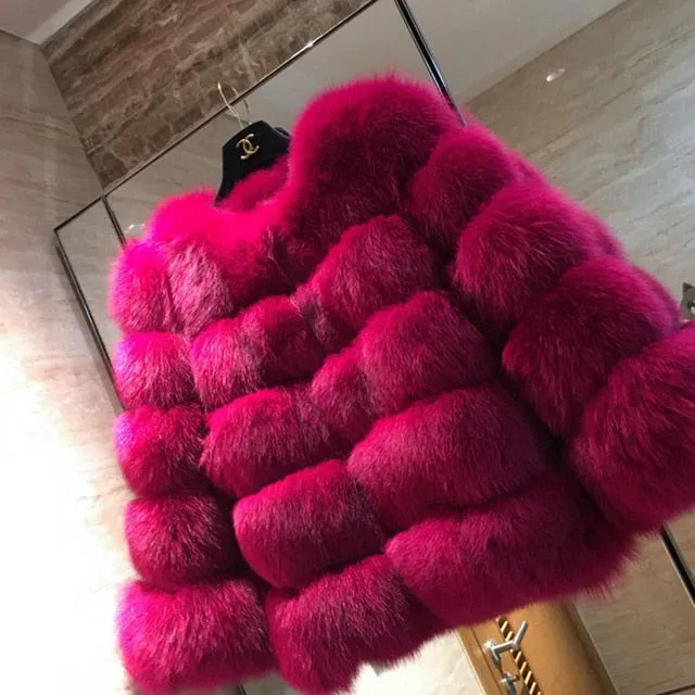 FURSARCAR Real fur Coat For Women Winter natural fur Jacket Fashion Short silm Outwear Luxury Natural Real Fur Coat real Fur