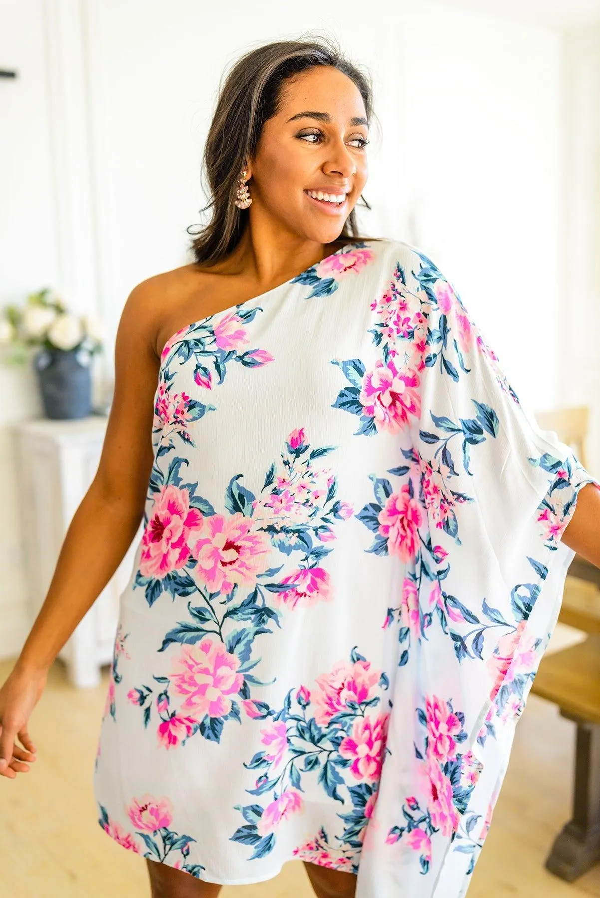 Hazel Blues® | Forever Smitten Floral One Shoulder Dress