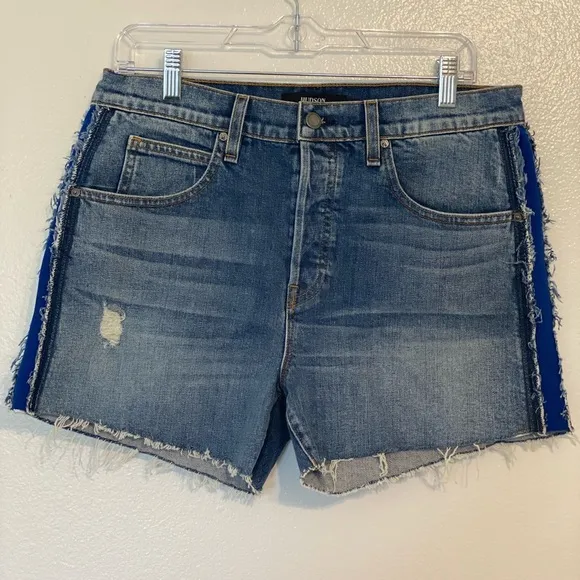 HUDSON JEANS Jade Side Stripe Cutoff Boyfriend Shorts