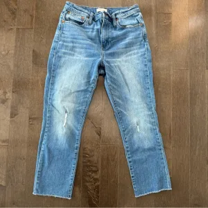 Madewell The High-rise Cropped Boyfriend Jeans Raw Hem Size 27