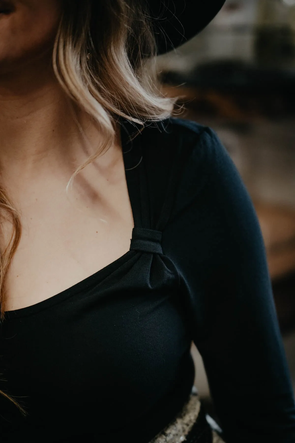 'Mara' Knotted Long Sleeve Top (1 XL Sandstone Only)