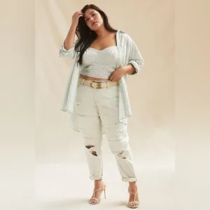 Pilcro by Anthropology Mid-Rise Slim Light Wash Boyfriend Jeans, Size 20W